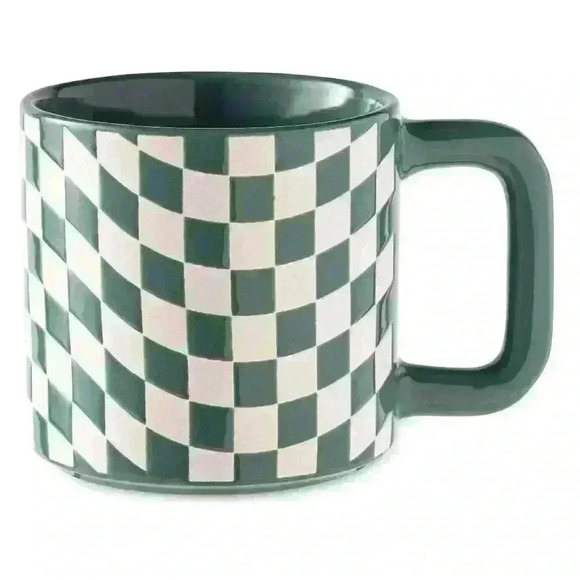 Mainstays Other - Checkered Ceramic Coffee Mug 16 oz Mainstays Green Classic Design Brand New